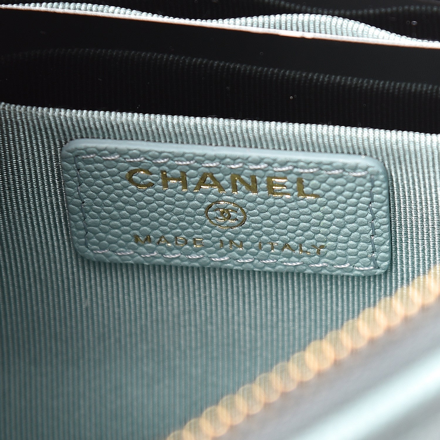 Chanel Iridescent Caviar Quilted Cosmetic Case Light Blue 6 of 8