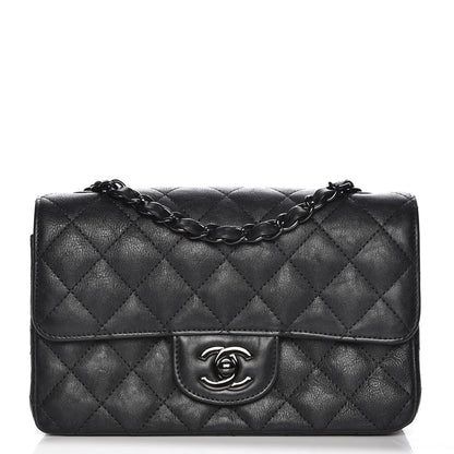Chanel Crumpled Calfskin Quilted Mini Rectangular Flap So Black 1 of 8