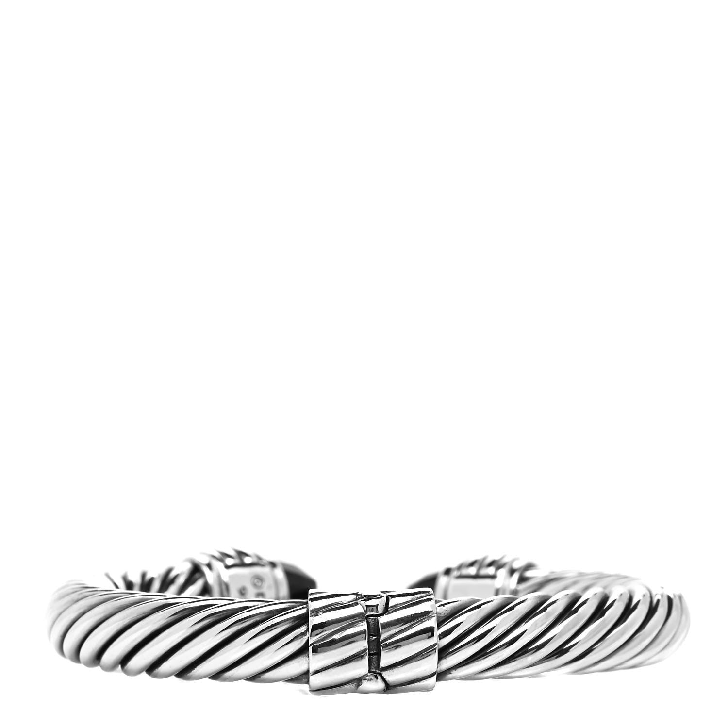 David Yurman Sterling Silver Black Onyx 10mm Cable Classics Hinged Bracelet 3 of 4