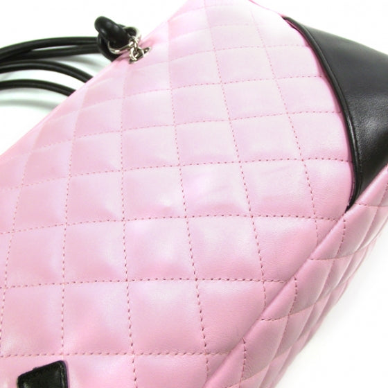 Chanel Calfskin Quilted Large Cambon Bowler Pink Black 8 of 12