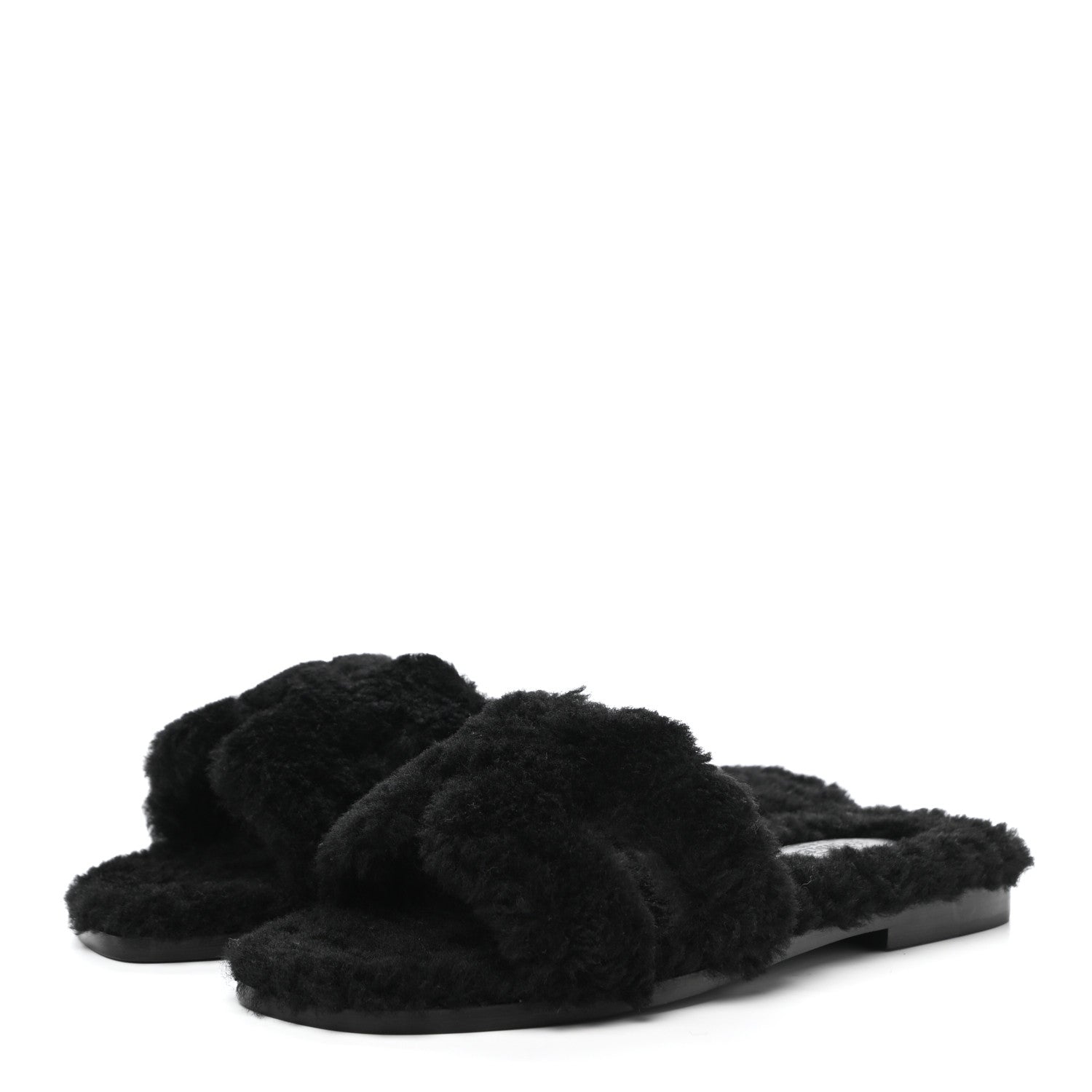 Hermes Woolskin Oran Sandals 35 Black 3 of 7