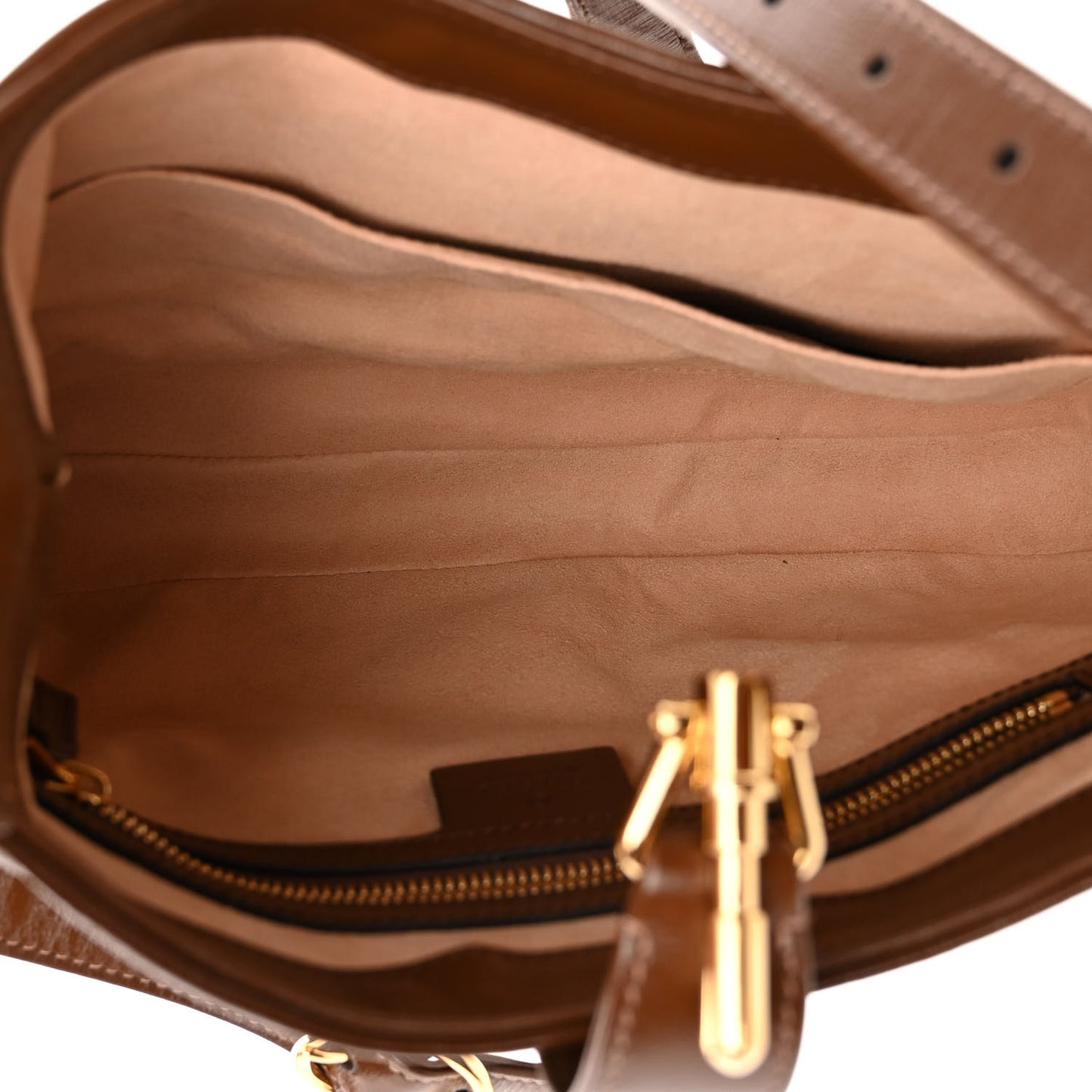GG Supreme Monogram Azalea Calfskin Web Small Jackie 1961 Hobo Beige Ebony Brown Sugar