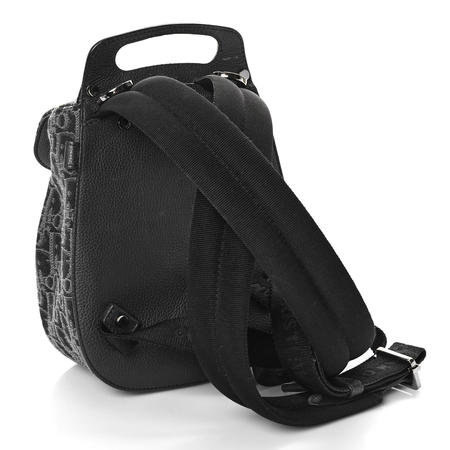 Christian Dior Oblique Jacquard Mini Saddle Backpack Black Blue 3 of 13