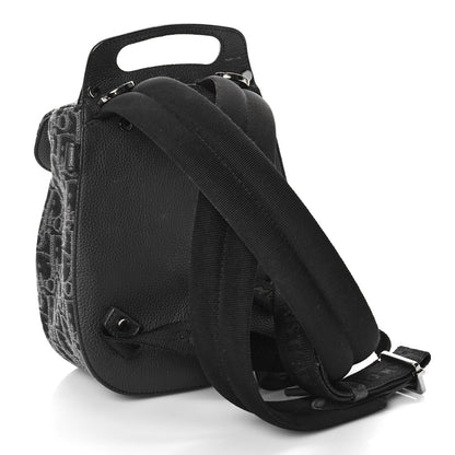 Christian Dior Oblique Jacquard Mini Saddle Backpack Black Blue 3 of 13