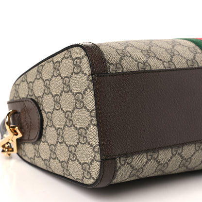 Gucci GG Supreme Monogram Textured Dollar Calfskin Web Medium Ophidia Boston Beige Ebony New Acero 8 of 9