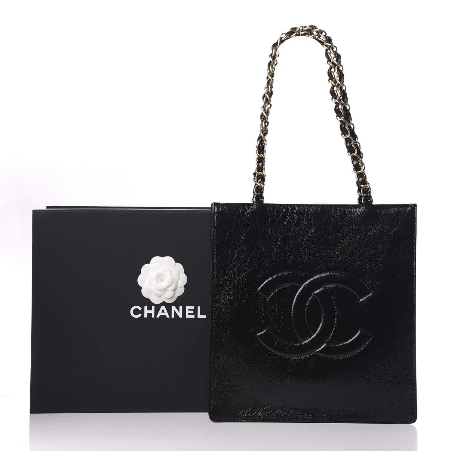 Chanel Shiny Aged Calfskin North South Shopping Bag Black 11 of 11