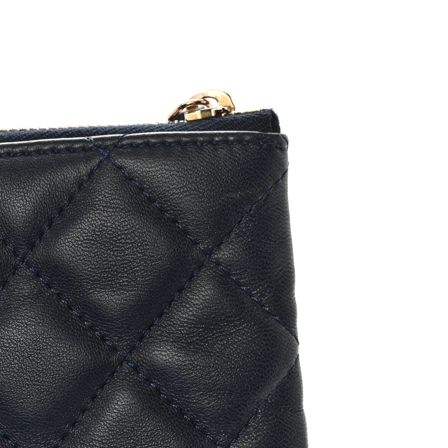Chanel Lambskin Quilted Medium Cosmetic Case Navy Blue 12 of 12
