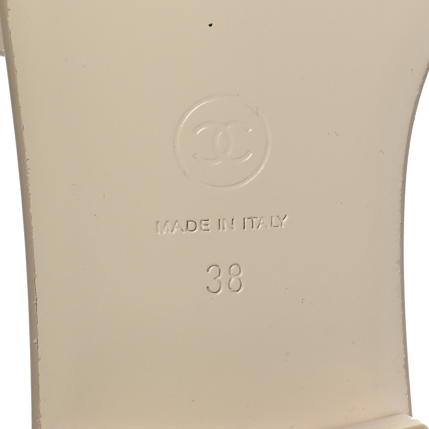 Calfskin Patent Calfskin Logo Mules 38 Ivory White
