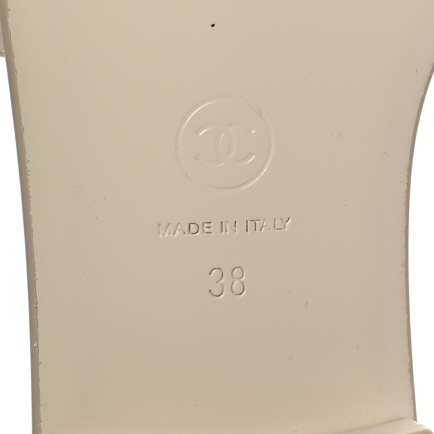 Chanel Calfskin Patent Calfskin Logo Mules 38 Ivory White 8 of 8