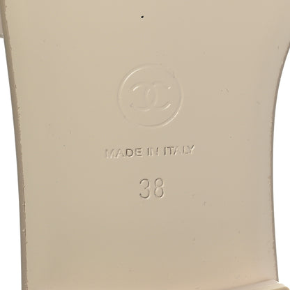 Chanel Calfskin Patent Calfskin Logo Mules 38 Ivory White 8 of 8