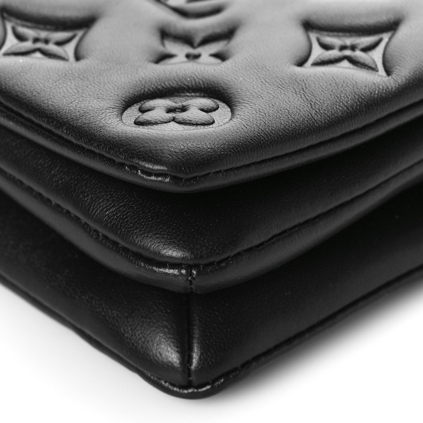 Lambskin Embossed Monogram Pochette Coussin Black