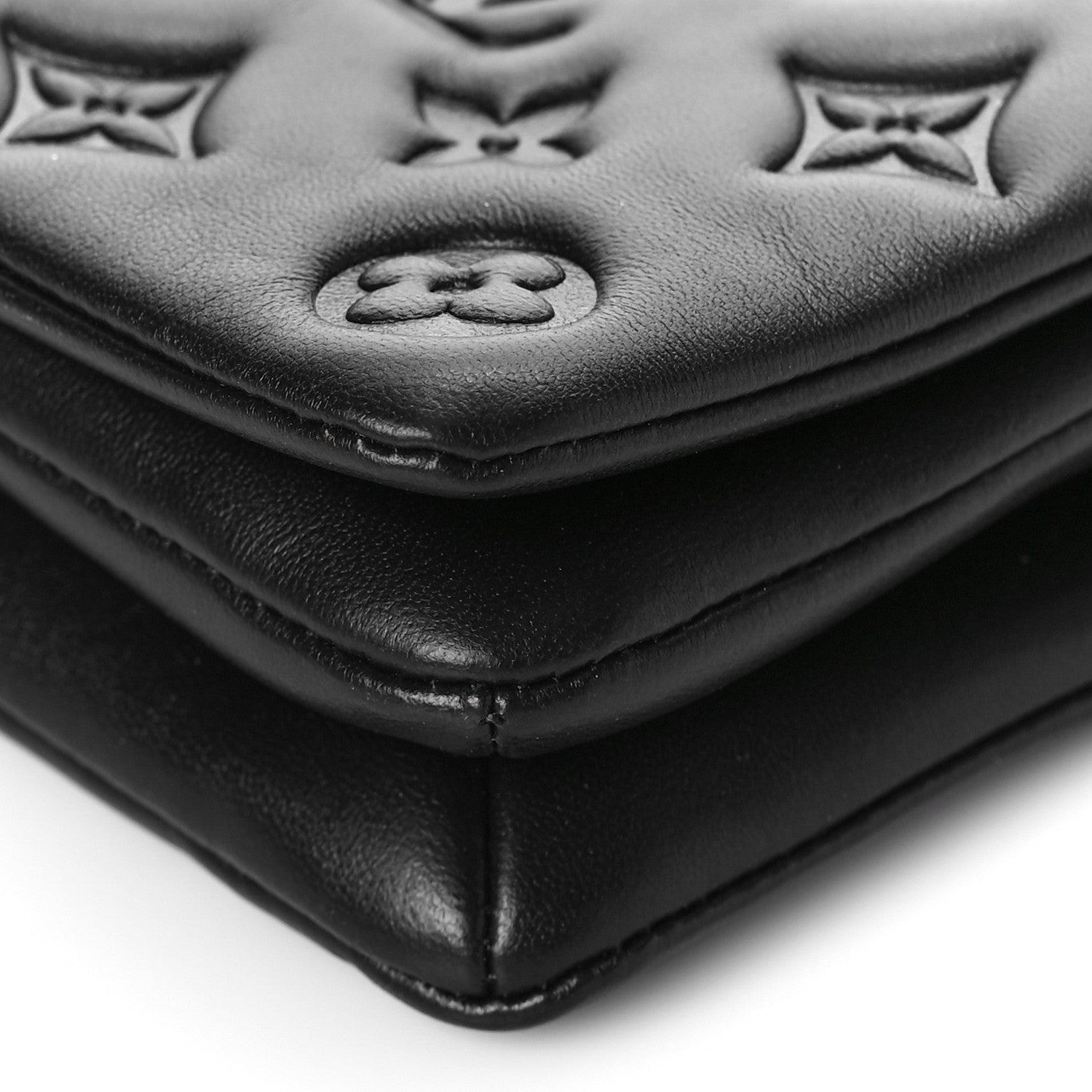 Louis Vuitton Lambskin Embossed Monogram Pochette Coussin Black 8 of 10