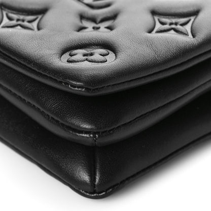 Louis Vuitton Lambskin Embossed Monogram Pochette Coussin Black 8 of 10