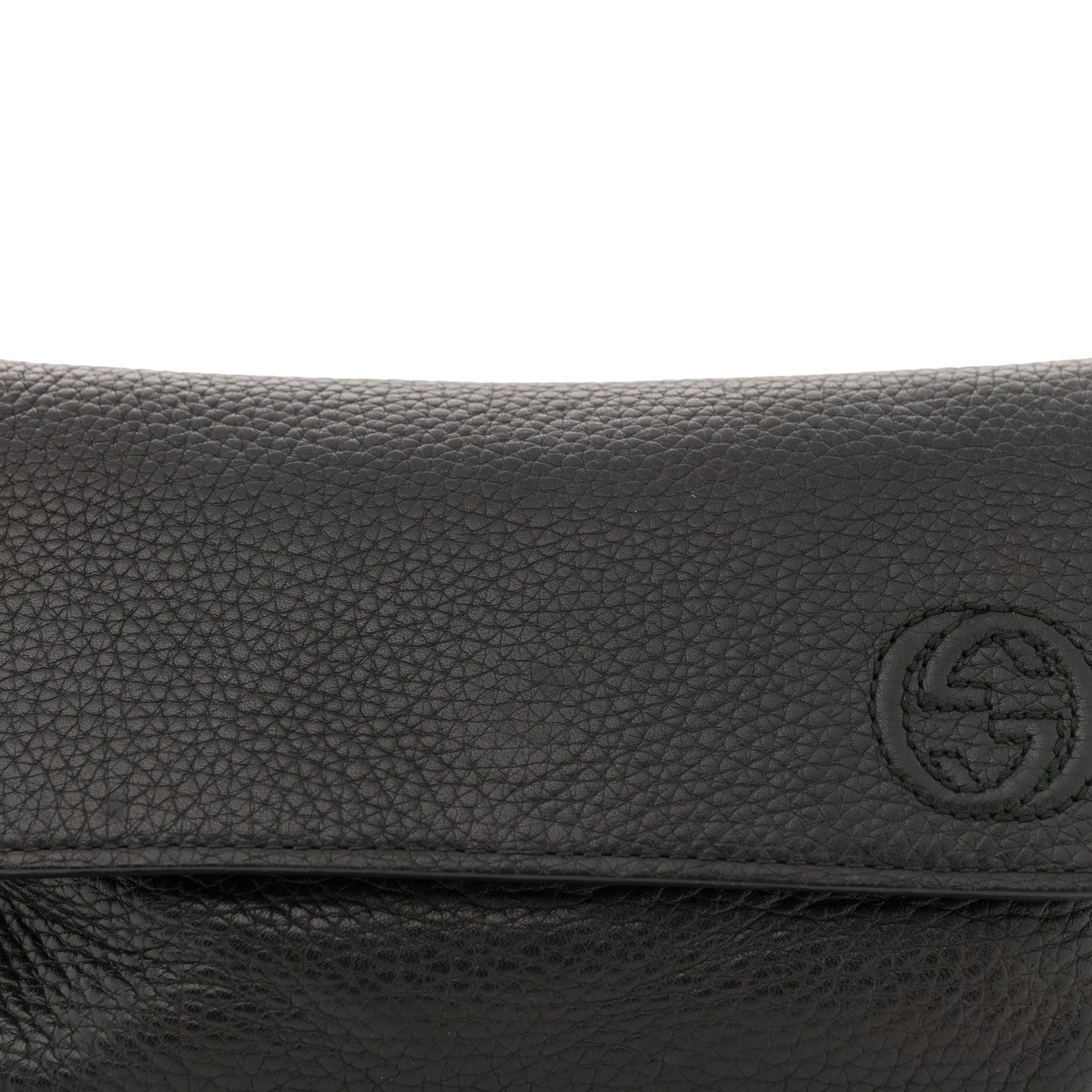 Pebbled Calfskin Soho Flap Belt Bag Black