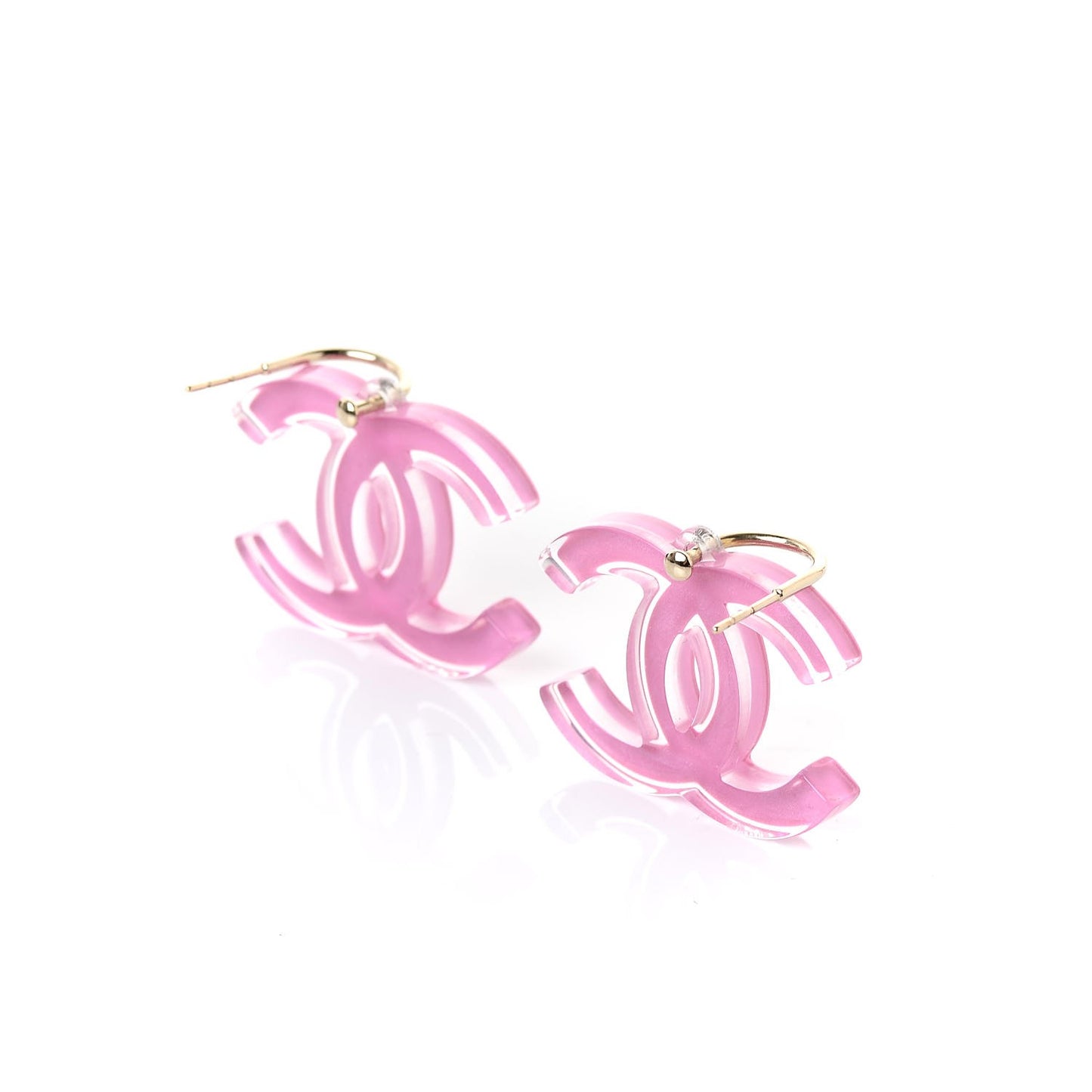 Lucite CC Drop Earrings Pink
