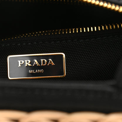 Prada Wicker Canvas Tote Naturale Black 5 of 9