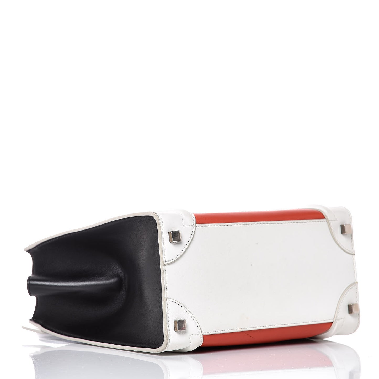 Satin Calfskin Micro Tri-Color Luggage Vermillion