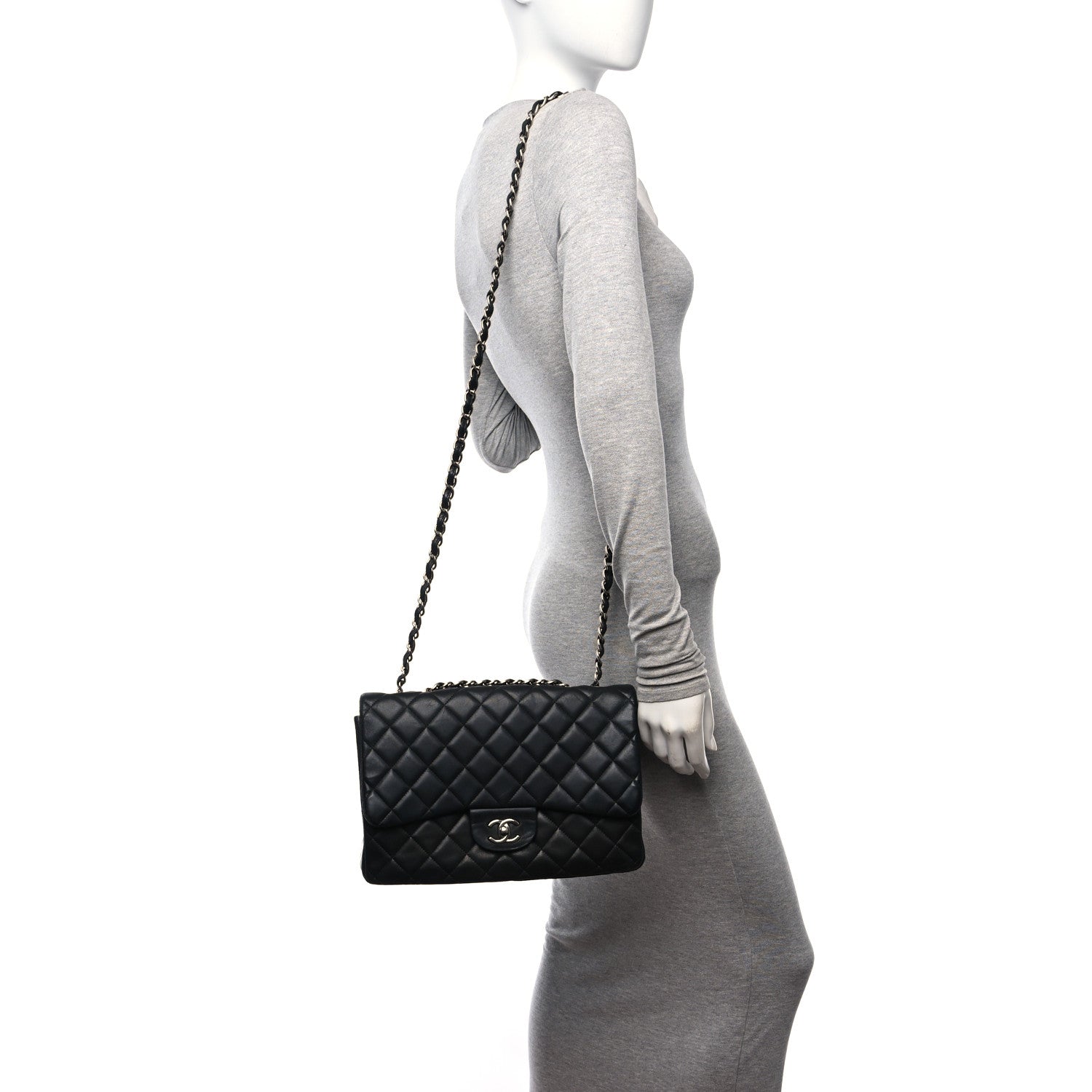 Chanel Lambskin Quilted Jumbo Single Flap Black 2 of 11