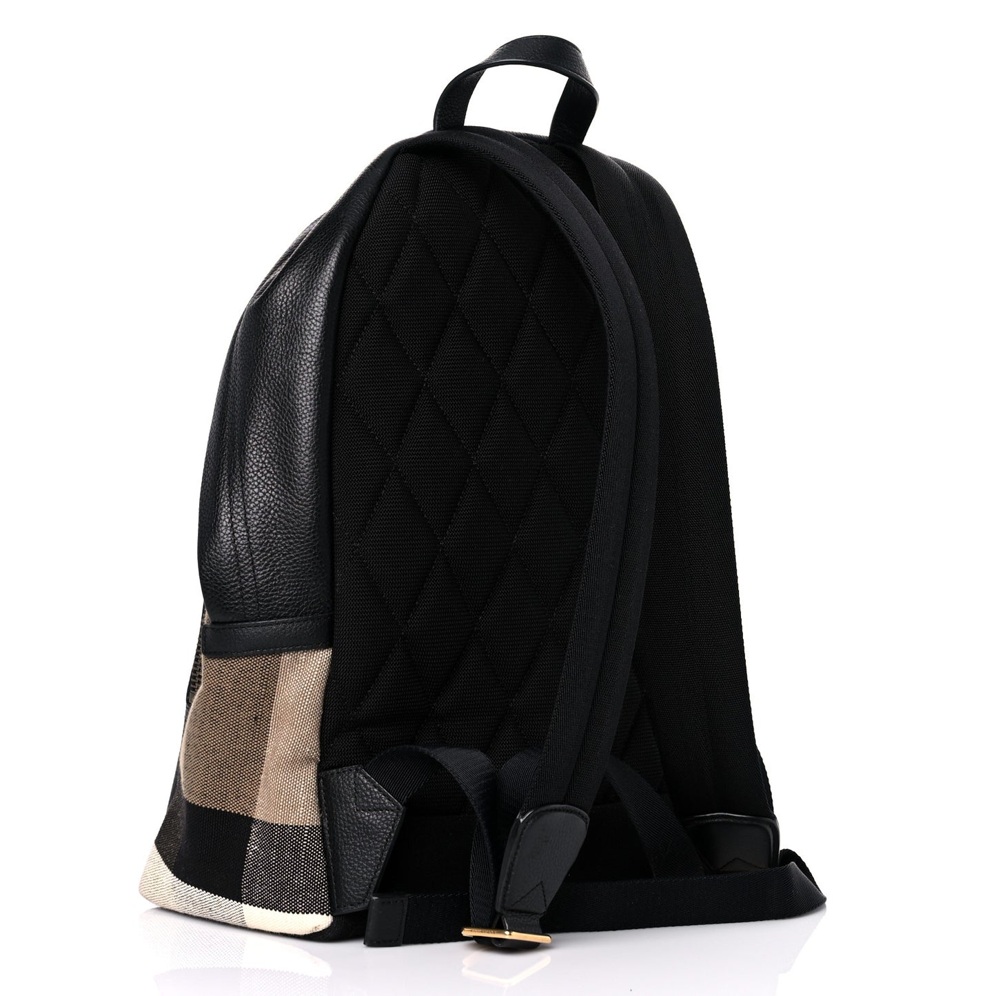 Mega Check Calfskin Abbeydale Simple Backpack Black Camel