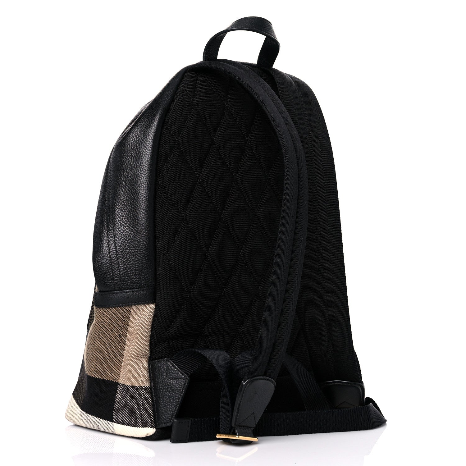 Burberry Mega Check Calfskin Abbeydale Simple Backpack Black Camel 3 of 11