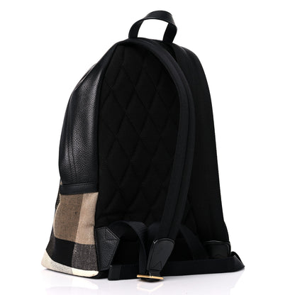 Burberry Mega Check Calfskin Abbeydale Simple Backpack Black Camel 3 of 11