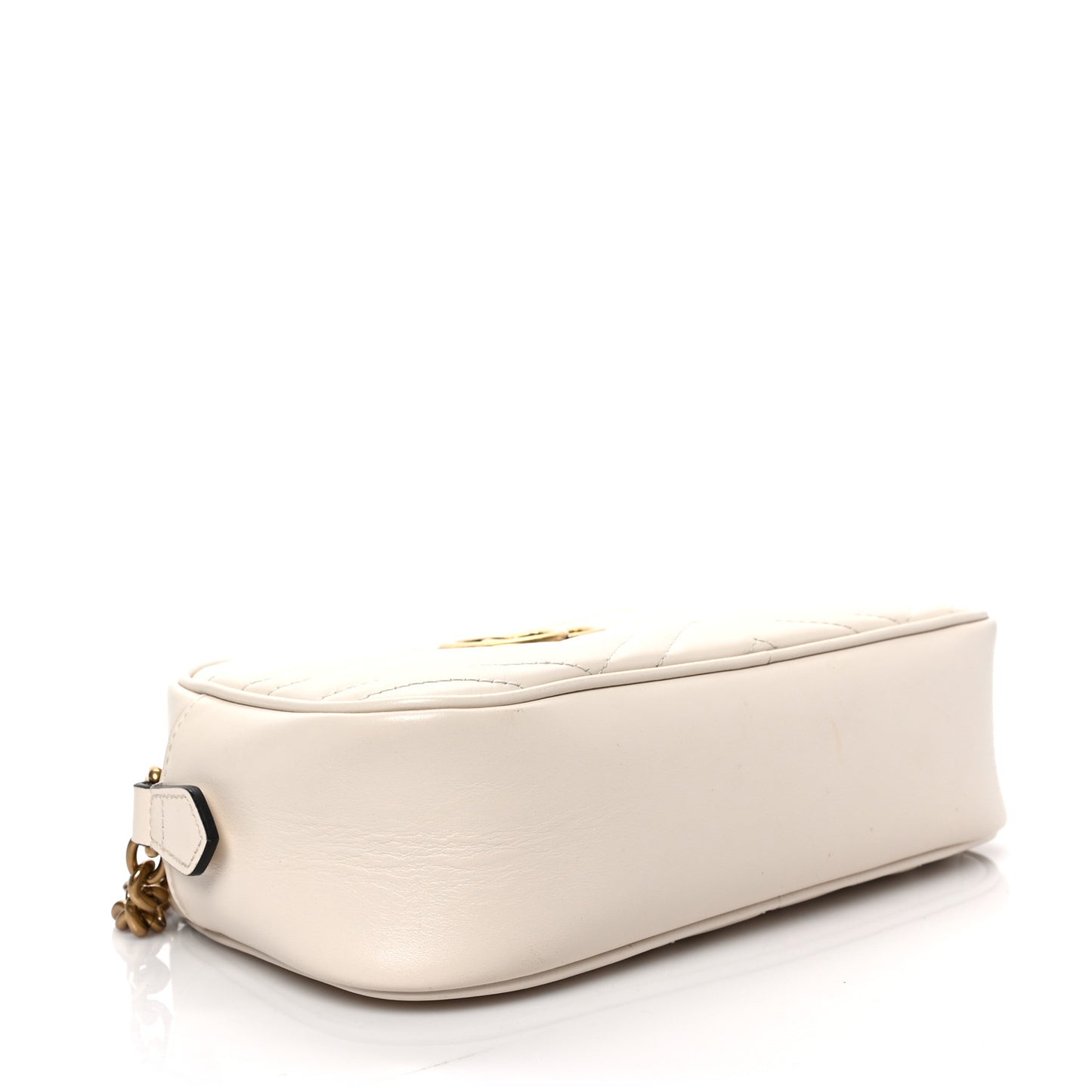 Calfskin Matelasse Small GG Marmont Chain Shoulder Bag White
