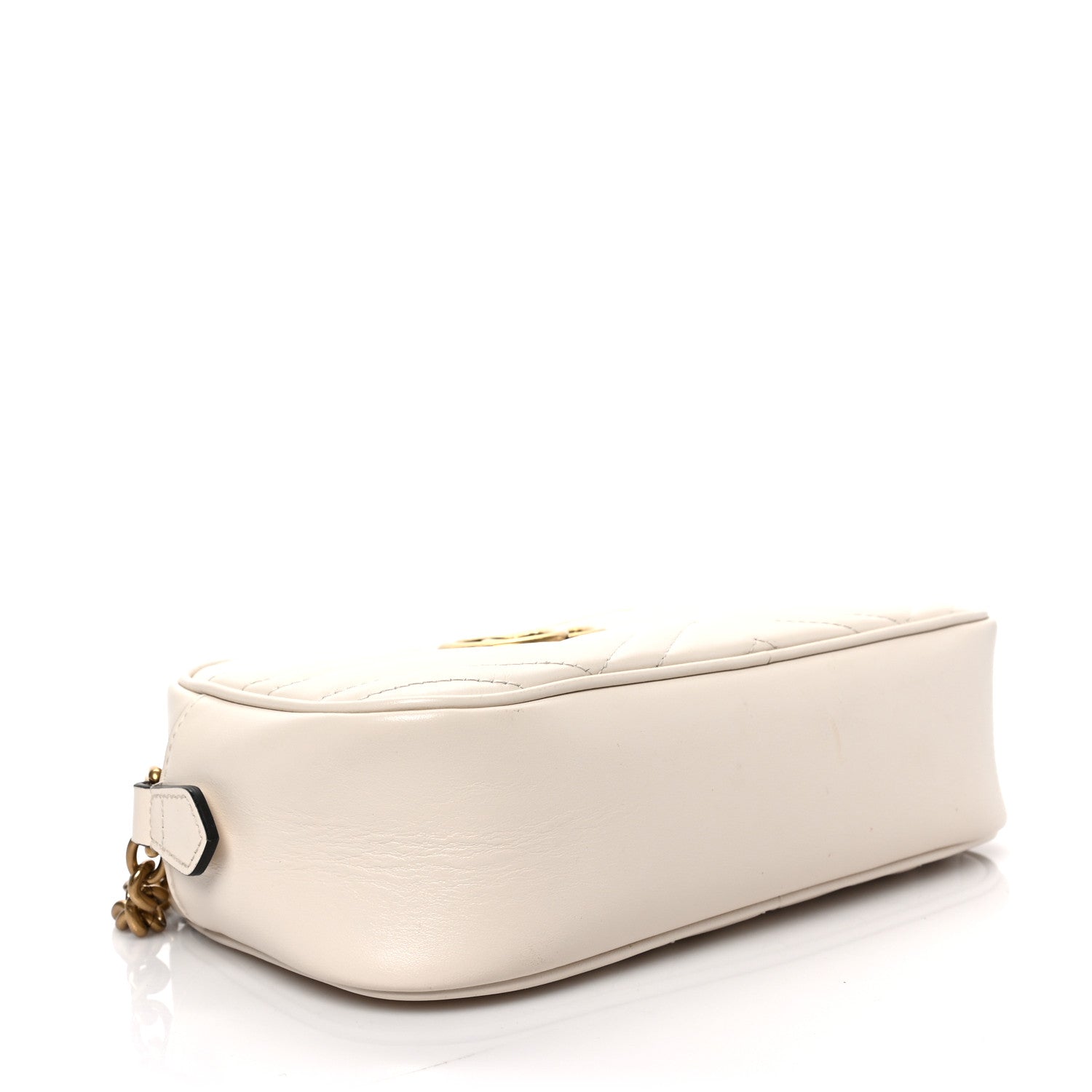 Gucci Calfskin Matelasse Small GG Marmont Chain Shoulder Bag White 4 of 9