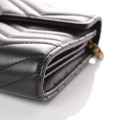 Gucci Calfskin Matelasse GG Marmont Chain Wallet Black 9 of 10