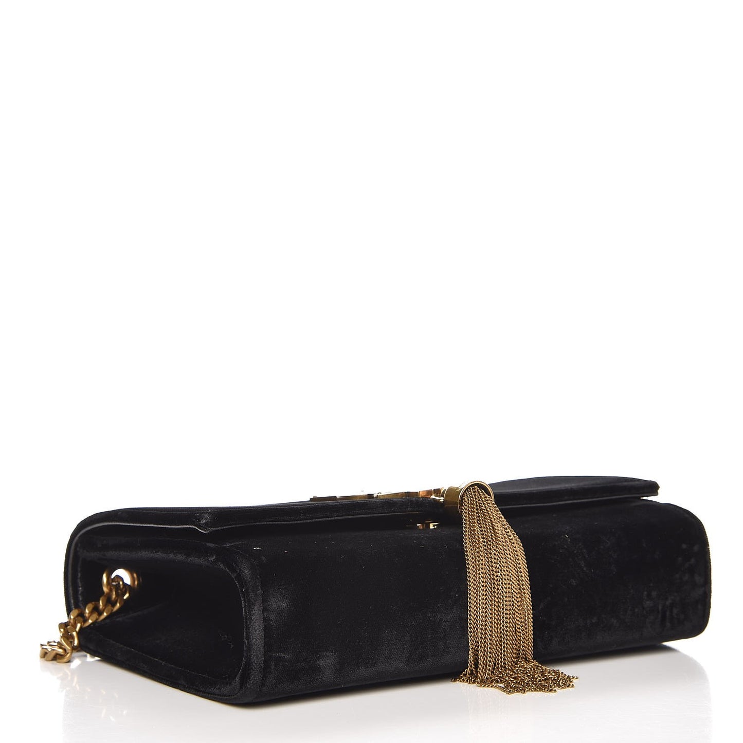 Velvet Small Monogram Kate Tassel Shoulder Bag Black
