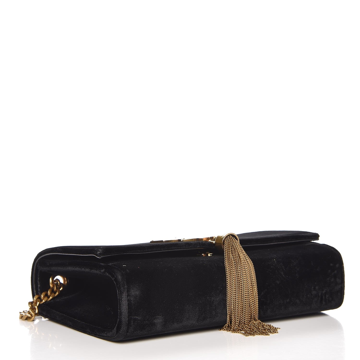 Saint Laurent Velvet Small Monogram Kate Tassel Shoulder Bag Black 4 of 7
