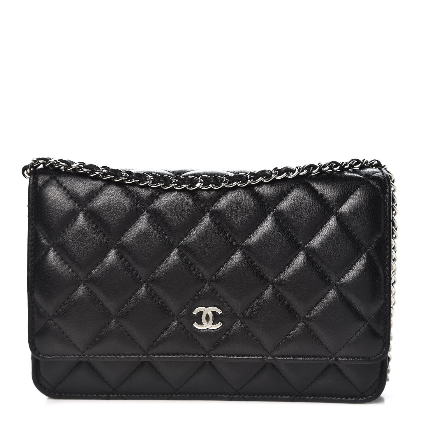 Lambskin Quilted Wallet On Chain WOC Black