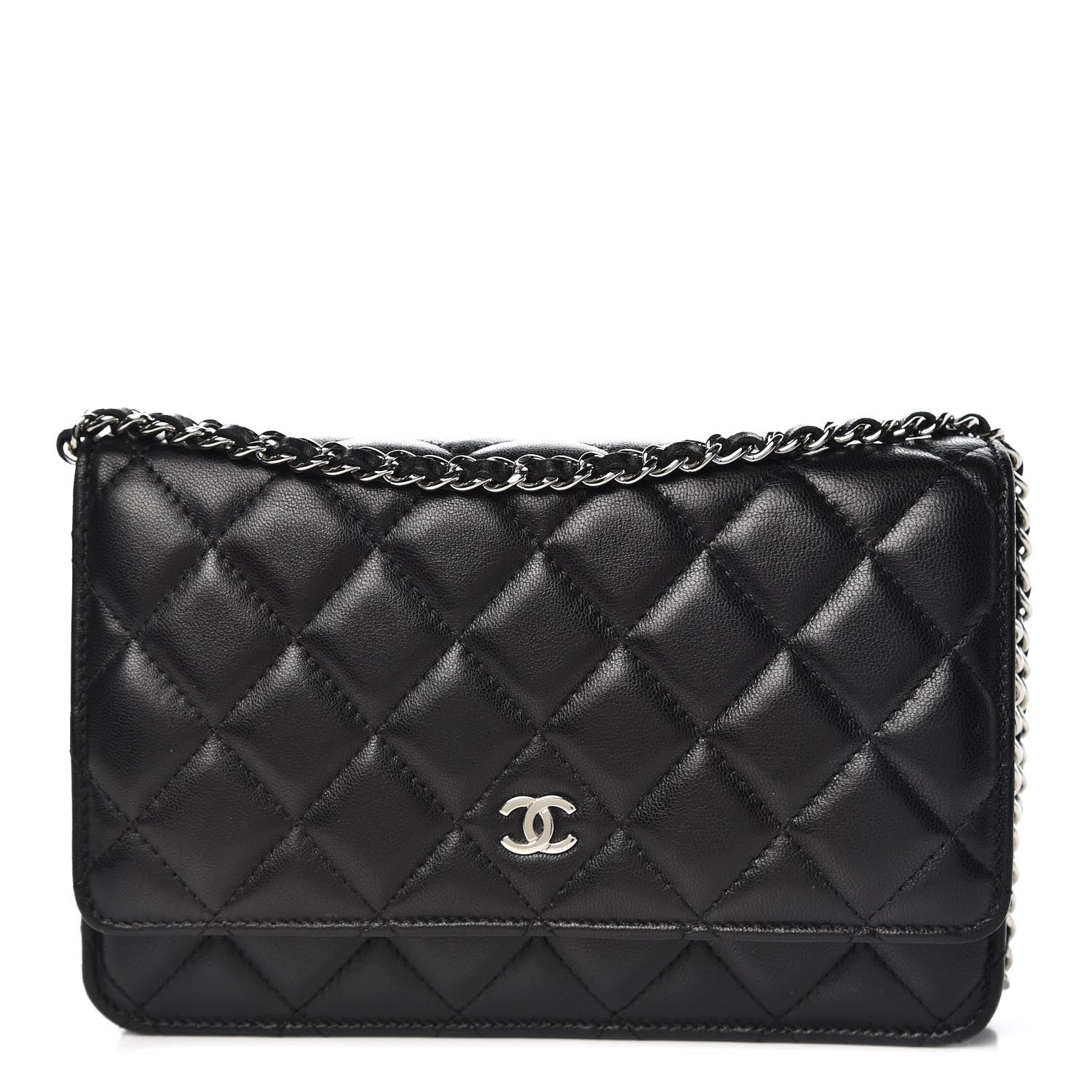 Chanel Lambskin Quilted Wallet On Chain WOC Black 1 of 11