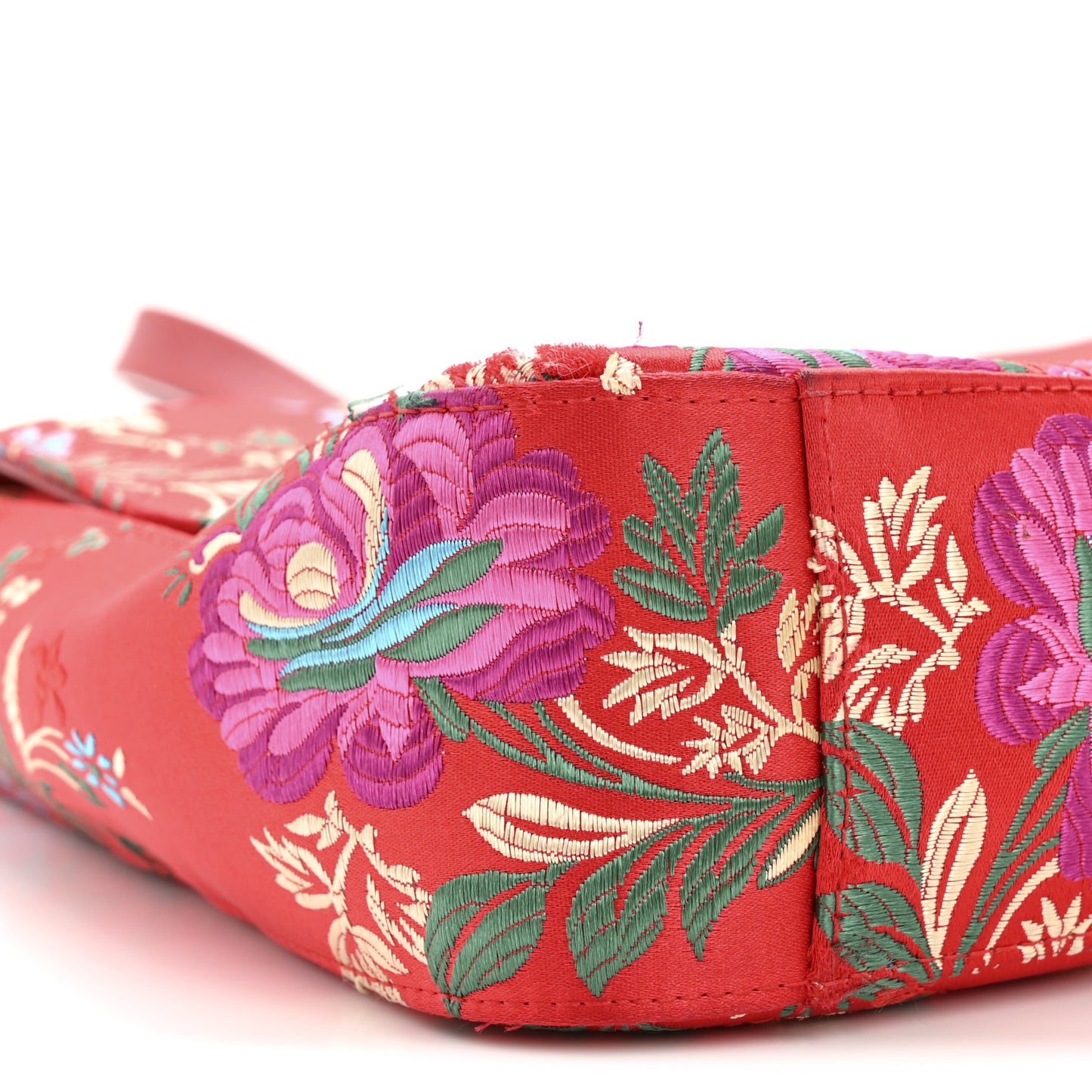 Jacquard Matelasse Floral Medium GG Marmont Shoulder Bag Red