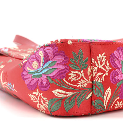 Gucci Jacquard Matelasse Floral Medium GG Marmont Shoulder Bag Red 9 of 15