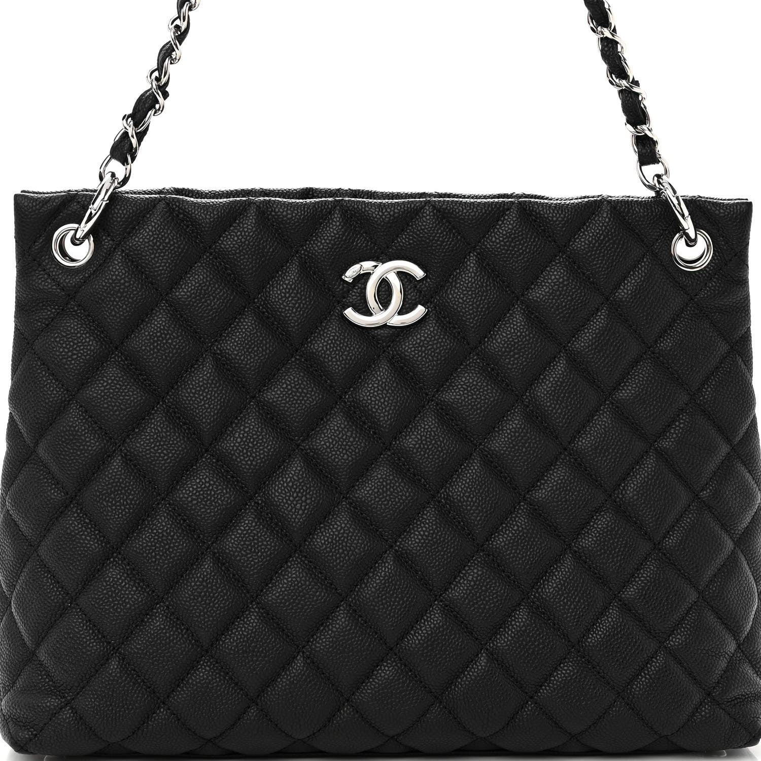 Chanel Caviar Quilted Large CC Shopping Tote Black 8 of 10