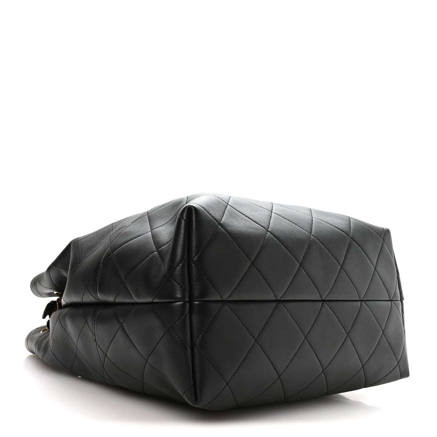 Calfskin Quilted Large Coco Base Shopping Bag Black