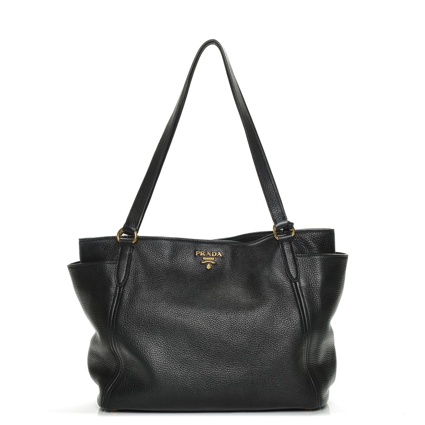 Vitello Daino Side Pocket Tote Nero Black