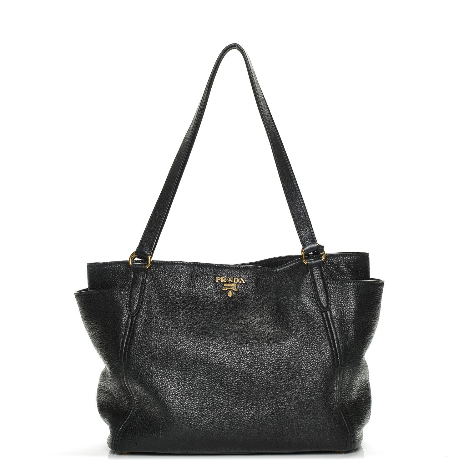 Prada Vitello Daino Side Pocket Tote Nero Black 1 of 6