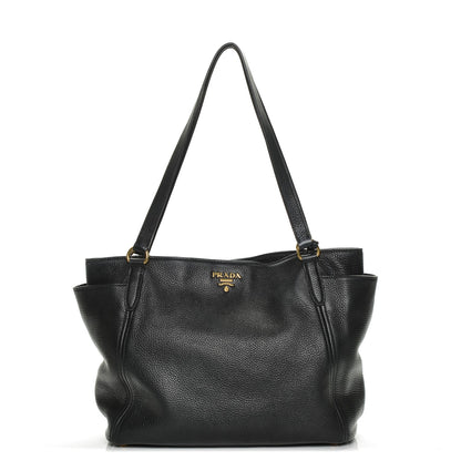 Prada Vitello Daino Side Pocket Tote Nero Black 1 of 6