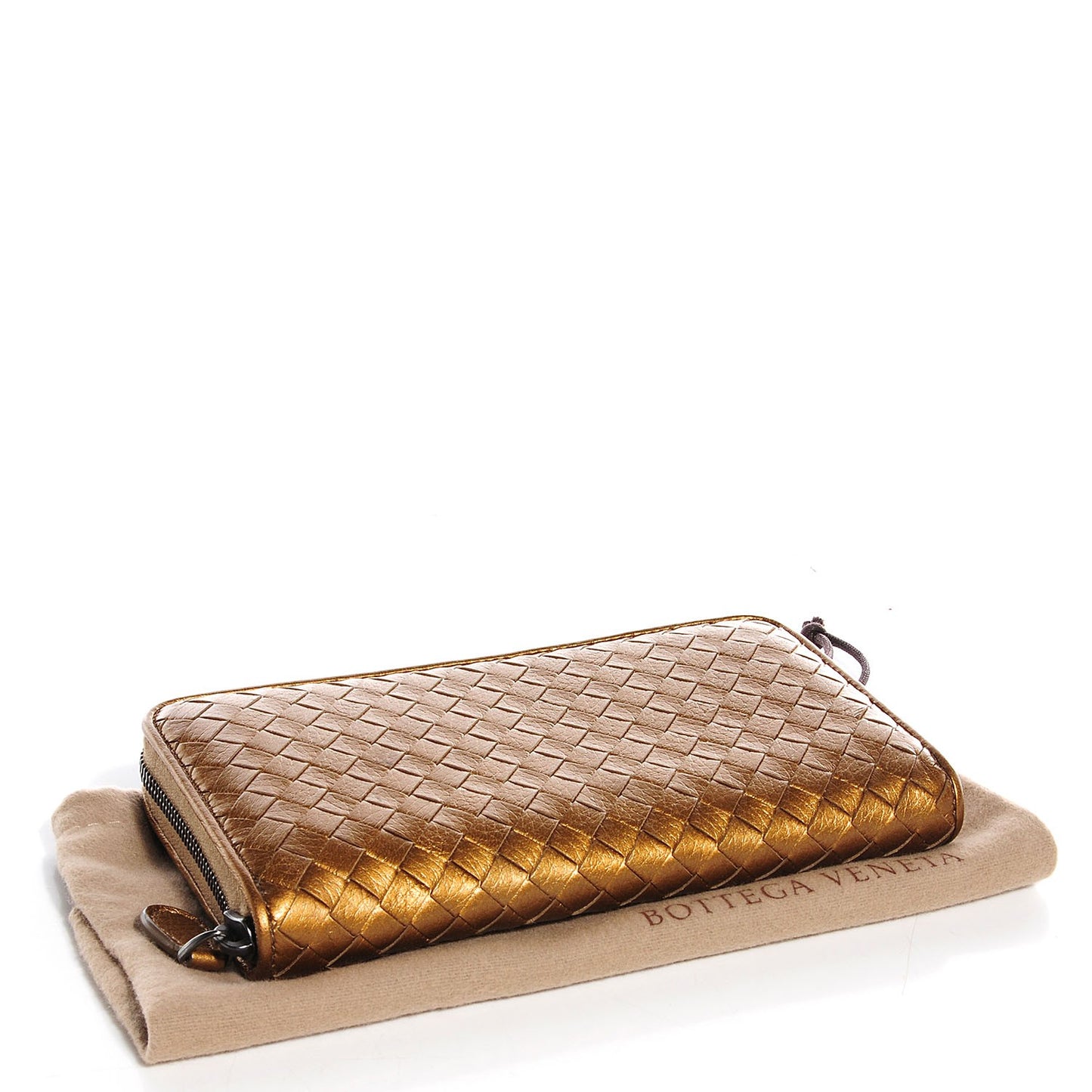 Cervo Metal Intrecciato Zip Around Wallet Bronze