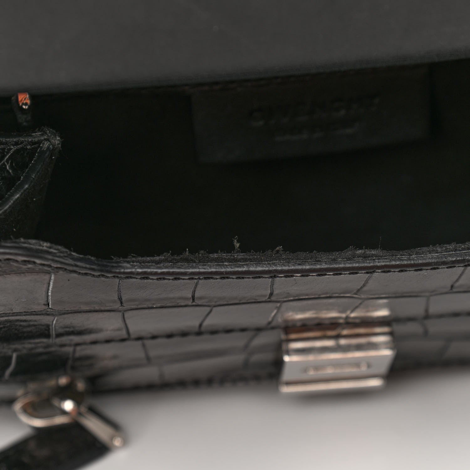 Givenchy Calfskin Crocodile Embossed Mini Pandora Box Crossbody Bag Black 11 of 14