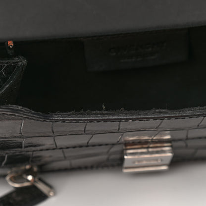 Givenchy Calfskin Crocodile Embossed Mini Pandora Box Crossbody Bag Black 11 of 14