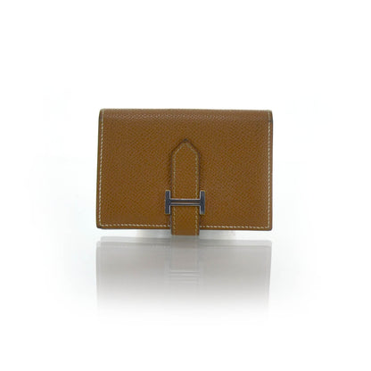 Hermes Veau Epsom Bearn Card Case Gold 1 of 5