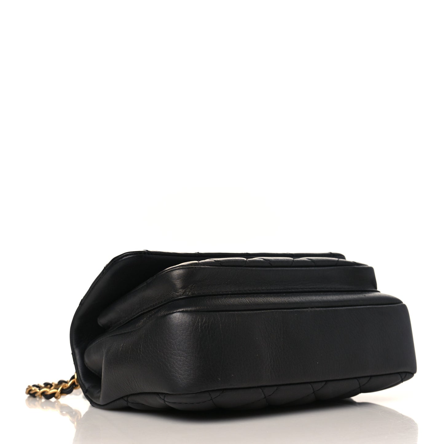 Calfskin Quilted Top Handle Flap Black