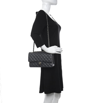 Chanel Caviar Quilted Medium Double Flap Dark Grey 2 of 11