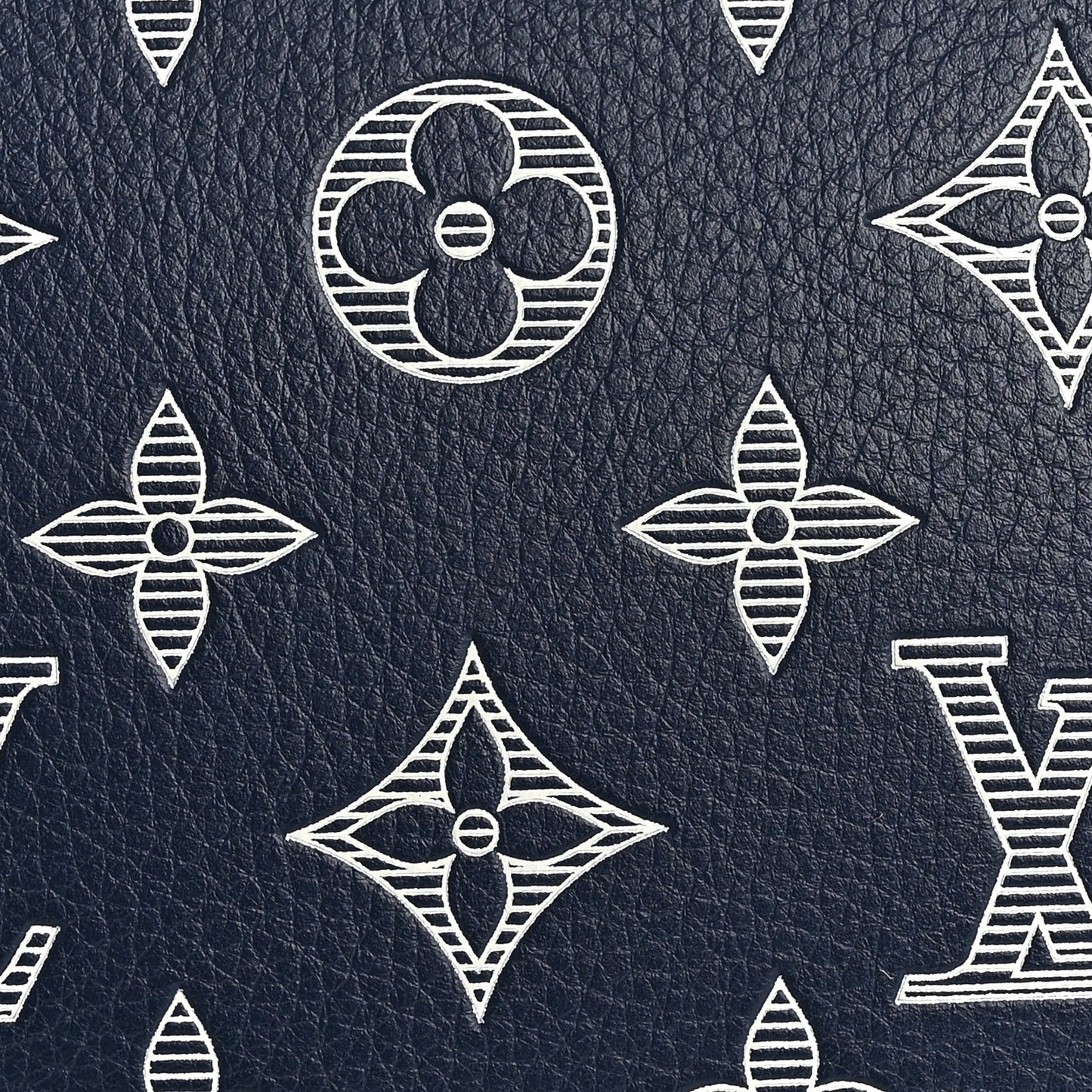 Calfskin Shadow Monogram Keepall Bandouliere 50 Ink Blue White