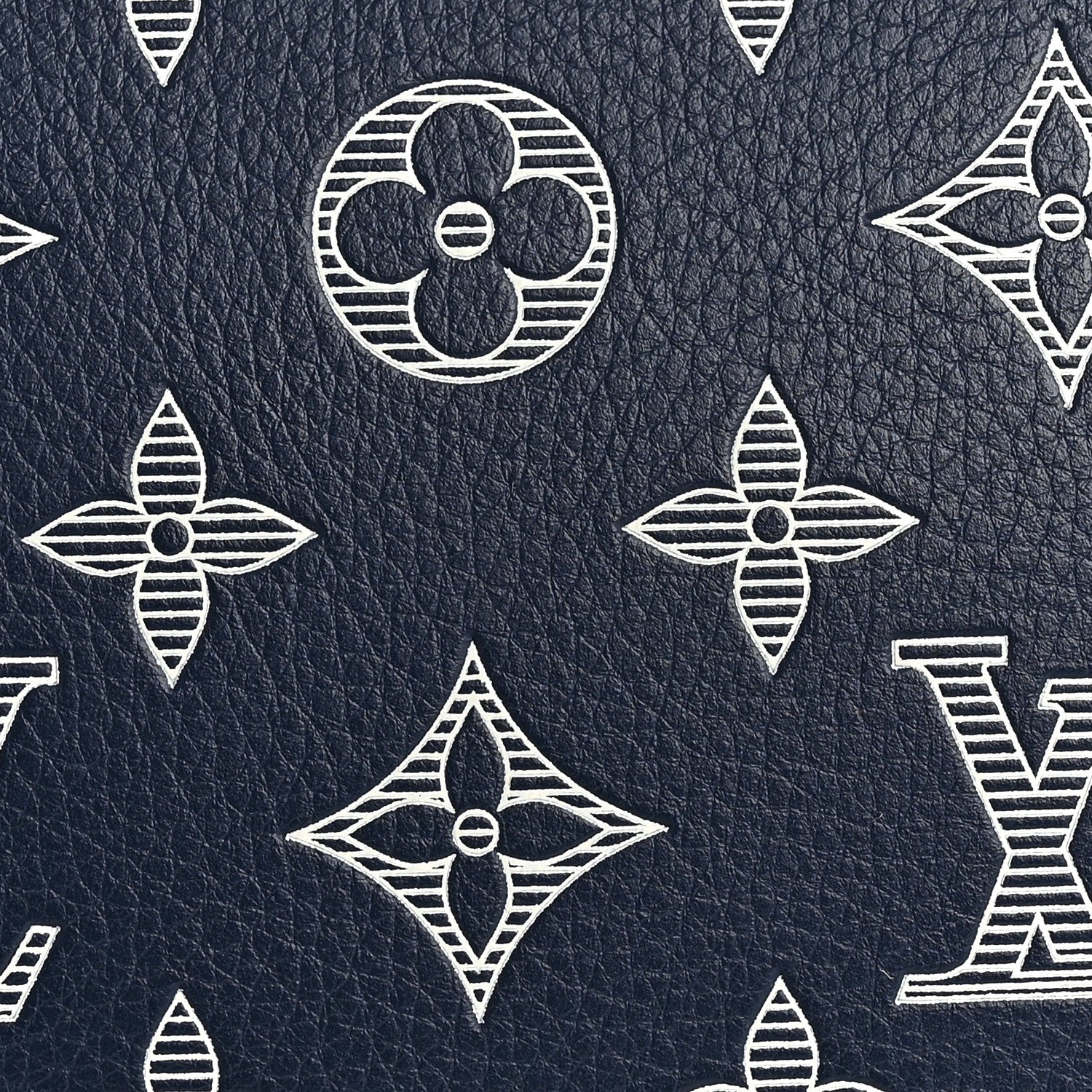 Louis Vuitton Calfskin Shadow Monogram Keepall Bandouliere 50 Ink Blue White 6 of 8