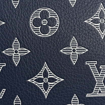 Louis Vuitton Calfskin Shadow Monogram Keepall Bandouliere 50 Ink Blue White 6 of 8