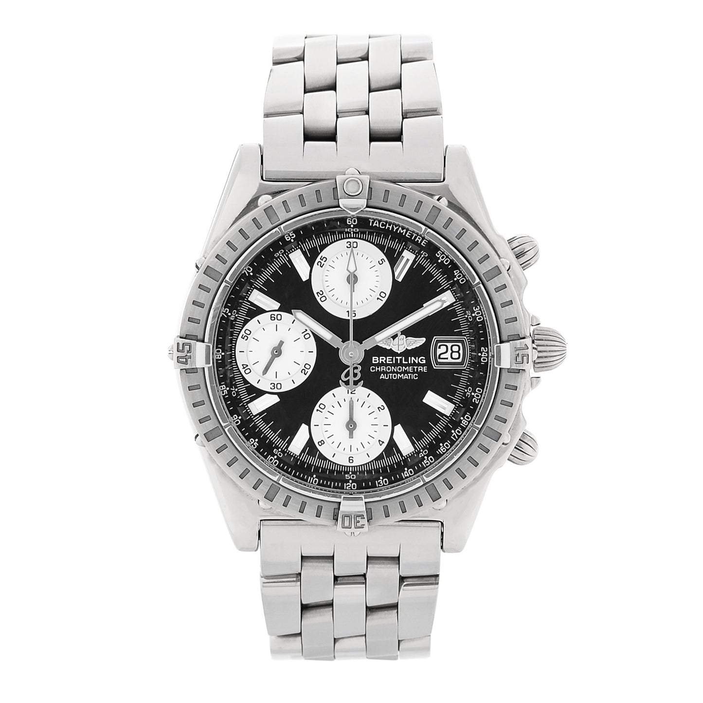 Stainless Steel 39mm Chronomat Automatic Watch Black A13352