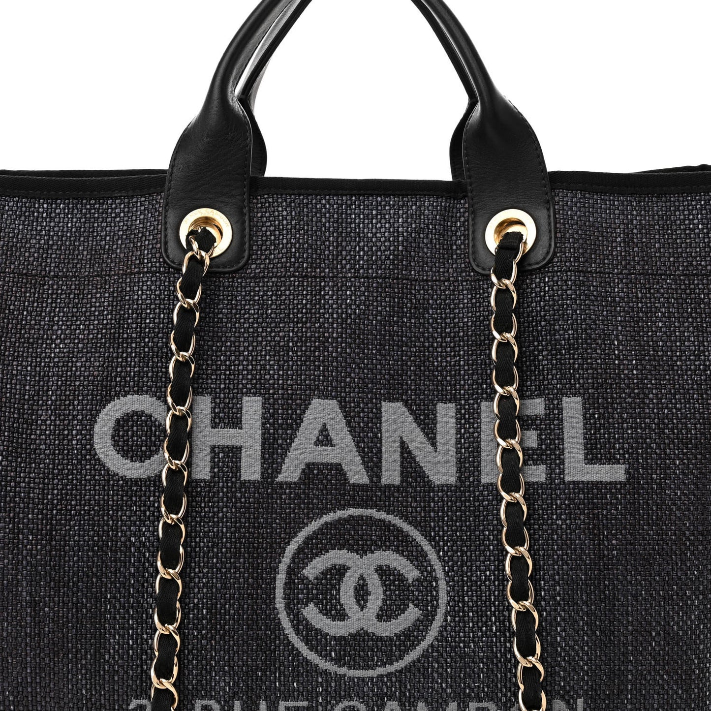 Woven Straw Raffia Large Deauville Tote Dark Blue